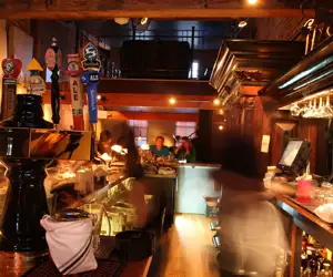behind bar